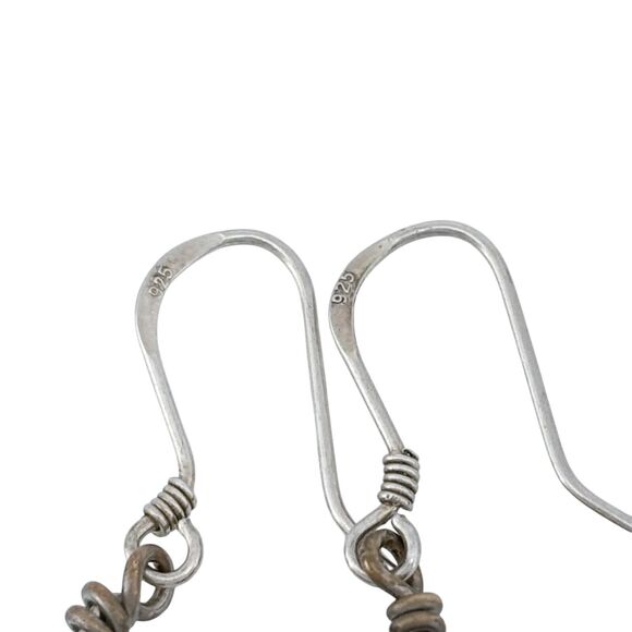 Vintage Sterling Silver 925 Purple Glass Dangle Earrings - Picture 3 of 6